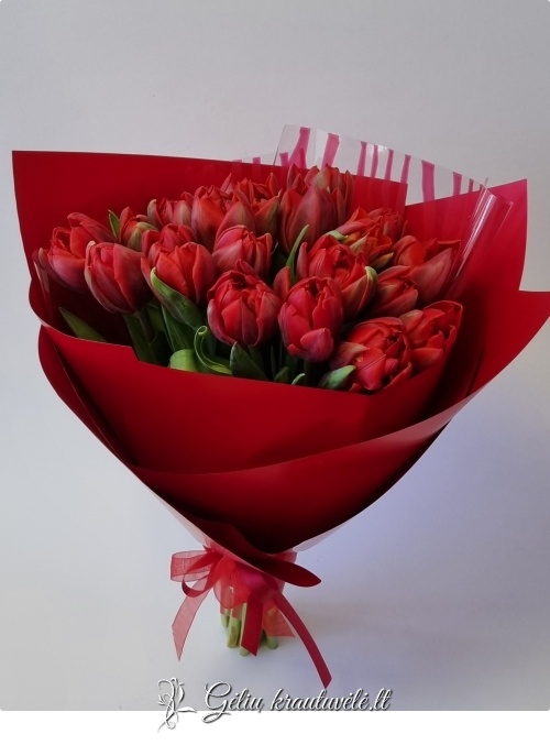 Raudonų tulpių puokštė – elegantiška klasika nuotrauka 3