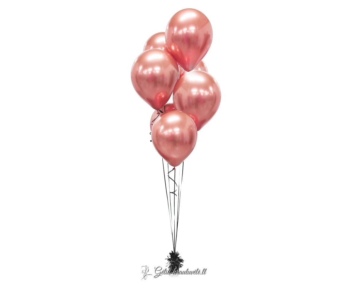 Rožiniai chrominiai 30cm. balionai su heliu nuotrauka 2